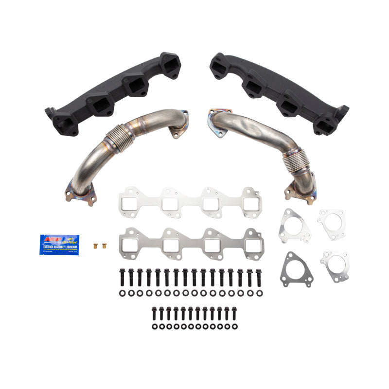 Wehrli 01-04 Duramax LB7 Billet Exhaust Manifold & SS Up Pipes w/ Gaskets and ARP Hardware