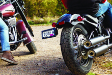 Load image into Gallery viewer, Kuryakyn Nova Side Mount License Plate Frame Gloss Black