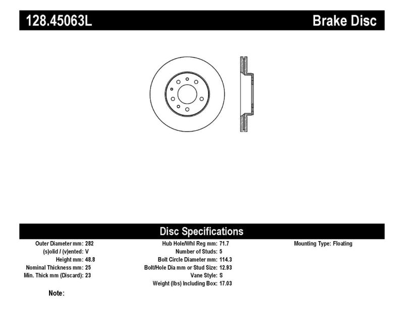 StopTech Mazda Mazda6 Drilled Left Rear Rotor