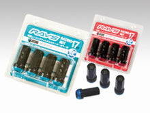 Load image into Gallery viewer, Rays 17 Hex Racing Nut 12x1.25 (Open End) (Red Seat) - Black (2 Pieces)
