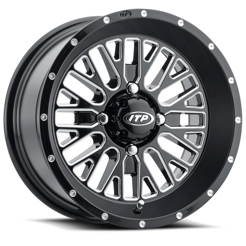 ITP Momentum 22x6.5 / 4x137 BP / 10mm Offset Black w/ Milled Accents Wheel