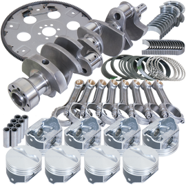 Eagle Chevy 350 1Pc 3.750in Crank 5.700in I-Beam Rods 4.060in Pistons 168 Tooth FP Balanced Assembly