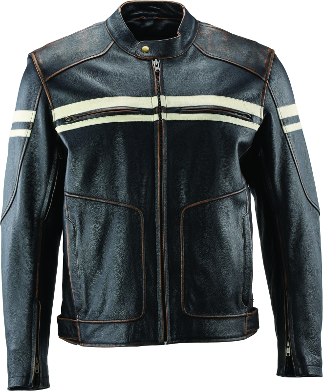 River Road Hoodlum Vintage Leather Jacket Black - 3XL