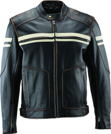 River Road Hoodlum Vintage Leather Jacket Black - 3XL