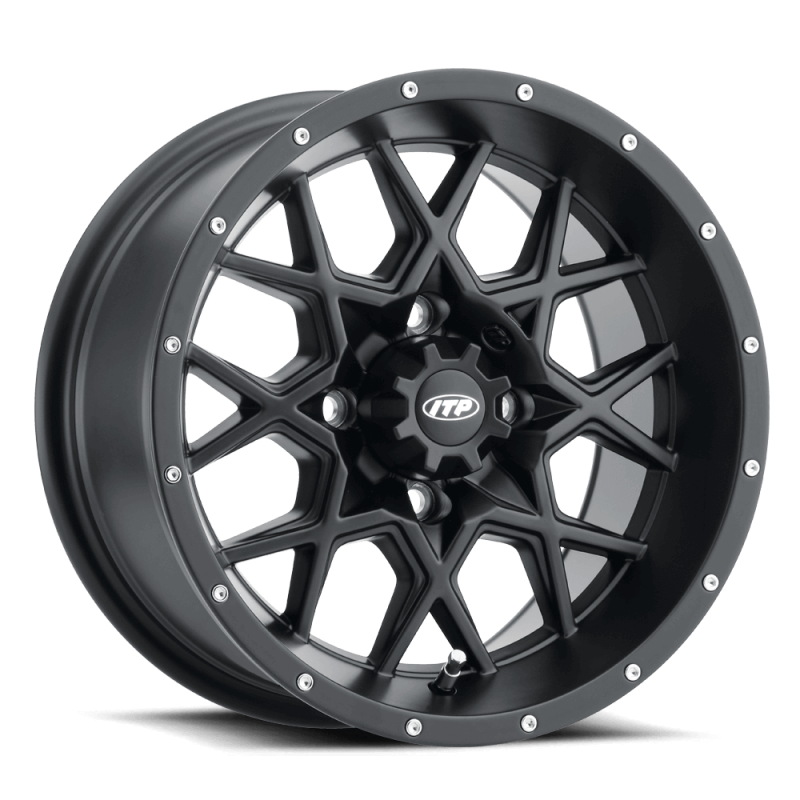 ITP Hurricane 12x7 / 4x137 BP / 5+2 Offset Matte Black Wheel