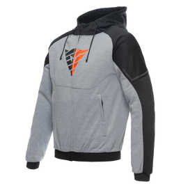 Dainese Daemon-X Safety Hoodie Full-Zip Melange-Gray/Black/Red Size - 54