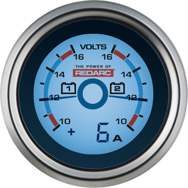 REDARC Dual Battery Voltage Gauge w/Optional Current Display - 52mm