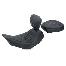 Load image into Gallery viewer, Mustang 06-17 Harley Dyna Wide Tripper Solo Seat w/Driver Backrest Diamond Stitch - Black