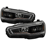 Spyder 08-17 Mitsubishi Lancer EVO 10 Projector Headlights - Black (PRO-YD-ML08V2SI-SEQ-BK)