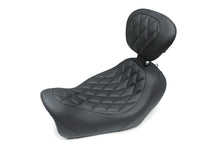 Load image into Gallery viewer, Mustang 14-17 Harley Fat Bob Wide Tripper Solo Seat w/Driver Backrest Diamond Stitch - Black