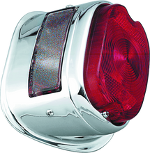 Load image into Gallery viewer, Bikers Choice 56-72 Big Twin &amp; XL Chrome Taillight W/Red Lens &amp; Top License Light Repl H-D 68010-64B