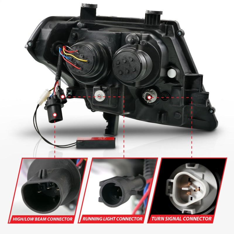 ANZO 09-20 Nissan Frontier Black Projector Plank Style DRL w/ Switchback & Sequential LED DRL