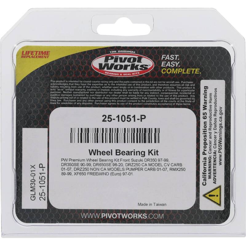 Pivot Works Suzuki Wheel Bearing Kit Premium Bearings