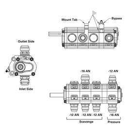 Peterson Fluid Systems R4 4-Stage Oil Pump - Rear Drive Left Side Mount - HV - Drag Adj.