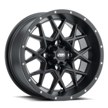 Load image into Gallery viewer, ITP Hurricane 12x7 / 4x110 BP / 2+5 Offset Matte Black Wheel