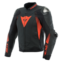 Load image into Gallery viewer, Dainese Super Speed 4 Leather Jacket Matte Black &amp; Fluorescent Red Size - 50