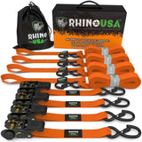 Rhino USA Medium Duty Ratchet Strap Tie-Down 4-Pack (Orange)