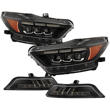 Load image into Gallery viewer, Spyder 15-17 Ford Mustang LED Headlights - Black (PRO-YD-FM15AP-GRSB-SET-BK)