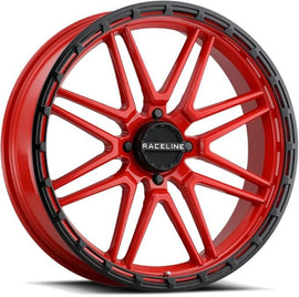 Raceline A11RB Krank-XL 18x7in / 4x137 BP / 0mm Offset / 110.18mm Bore - Red/Black Wheel