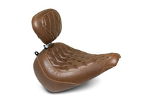 Load image into Gallery viewer, Mustang 18-21 Harley Fat Boy Wide Tripper Solo Seat w/Driver Backrest Diamond Stitch - Brown