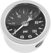Load image into Gallery viewer, Bikers Choice 0-100 PSI Oil Pressure Gauge Carbon Face Stainless Bezel Liquid Filled Univ Custom
