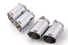Load image into Gallery viewer, Remus Stainless Steel 102mm Angled/Angled Rolled Edge Chrome Tail Pipe Set (Quad Tips)