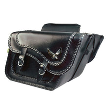 Load image into Gallery viewer, Willie &amp; Max Universal Black Magic Large Slant Saddlebags (16 in L x 11 in W x 6.5 in H) - Black