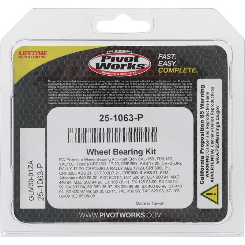 Pivot Works Eton, Honda, KTM Wheel Bearing Kit Premium Bearings