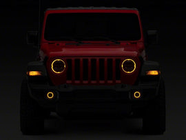 Raxiom 18-23 Jeep Wrangler JL Axial Series 9-In Angel Eye LED Headlights- Blk Housing (Clear Lens)