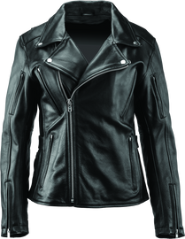 River Road Ironclad Classic Leather Jacket Black Womens - Large
