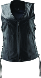 River Road Sapphire Leather Vest Black Womens - Large