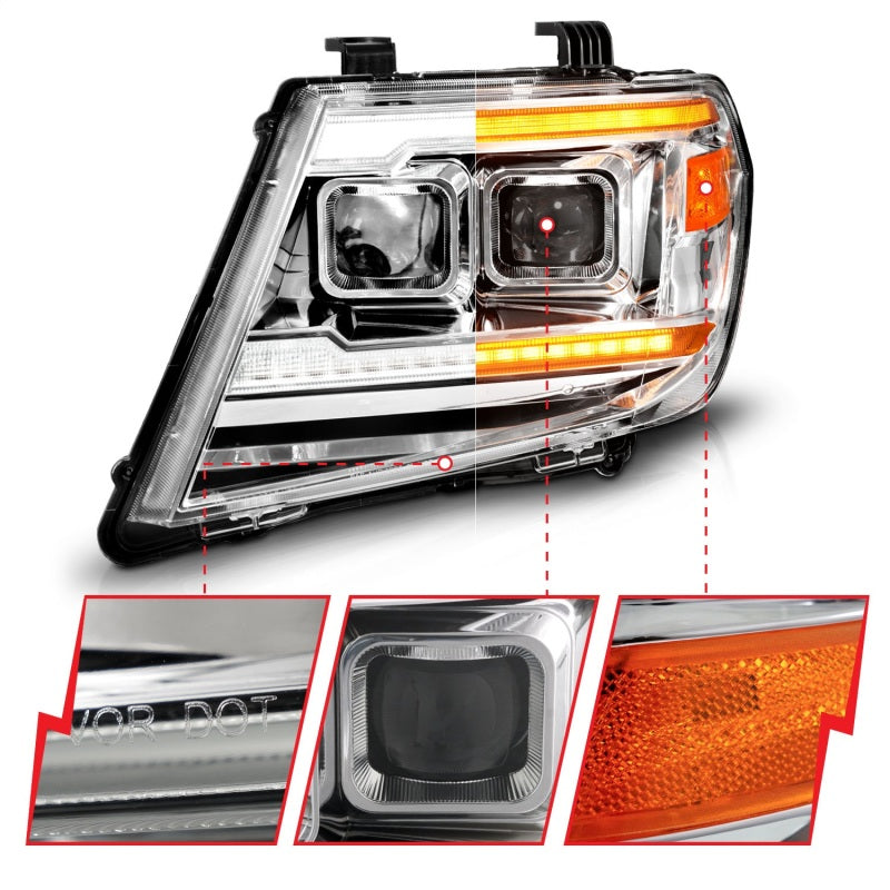 ANZO 09-20 Nissan Frontier Chrome Projector Plank Style DRL w/ Switchback & Sequential LED DRL