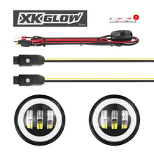 Load image into Gallery viewer, XK Glow 4In JL Black RGB LED Jeep Wrangler Fog Light XKchrome Bluetooth App Controlled Kit