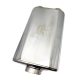 Stainless Bros 17in Overall Length 3in Oval SS304 Matte Finish Muffler 3in Center In/Center Out