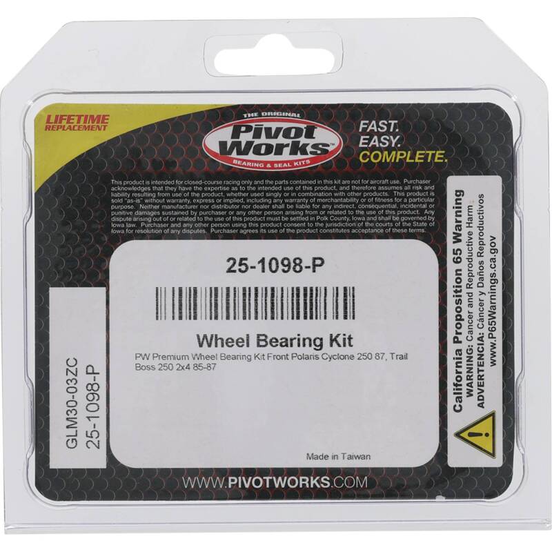 Pivot Works Polaris Wheel Bearing Kit Premium Bearings