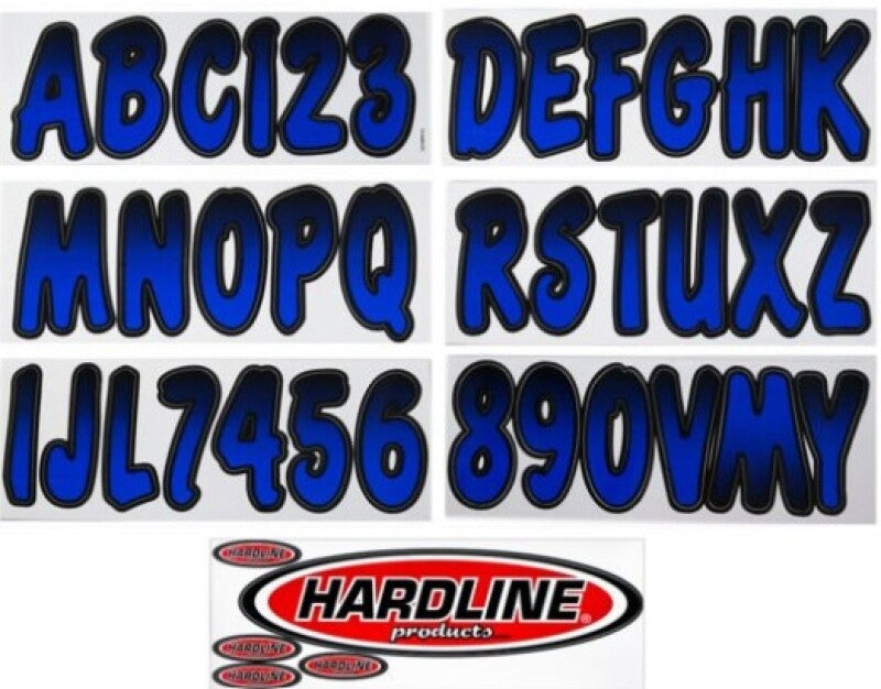 Hardline Boat Lettering Registration Kit 3 in. - 200 Blue Metallic/Black