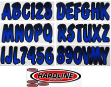 Load image into Gallery viewer, Hardline Boat Lettering Registration Kit 3 in. - 200 Blue Metallic/Black