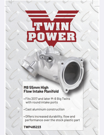 Twin Power 55mm Aluminum High Flow intake for 2017+ M-8
