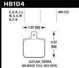 Hawk Wilwood DL Single Outlaw w/ 0.156 in. Center Hole DTC-70 Motorsports Brake Pads