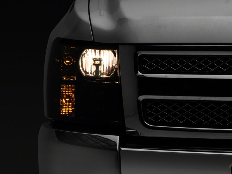 Raxiom 07-14 Chevrolet Silverado 1500 HD Axial OEM RepHeadlights- Chrome Housing- Smoked Lens