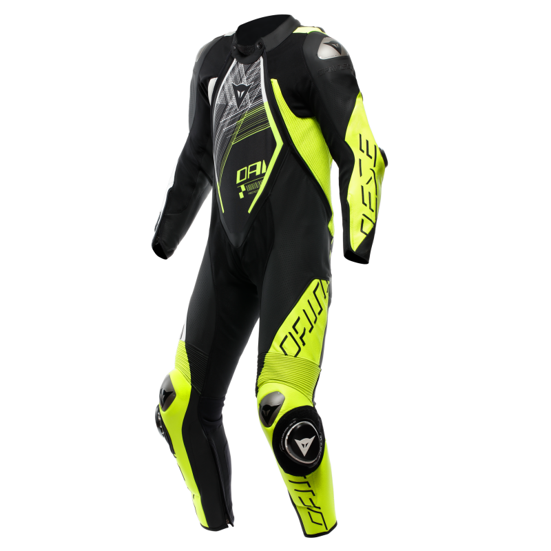 Dainese Audax D-Zip 1PC Perforated Leather Suit Black/Yellow Fluorescent/White Size - 44