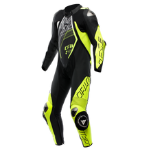 Load image into Gallery viewer, Dainese Audax D-Zip 1PC Perforated Leather Suit Black/Yellow Fluorescent/White Size - 44