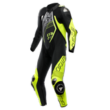 Dainese Audax D-Zip 1PC Perforated Leather Suit Black/Yellow Fluorescent/White Size - 44