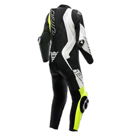 Dainese Audax D-Zip 1PC Perforated Leather Suit Black/Yellow Fluorescent/White Size - 46