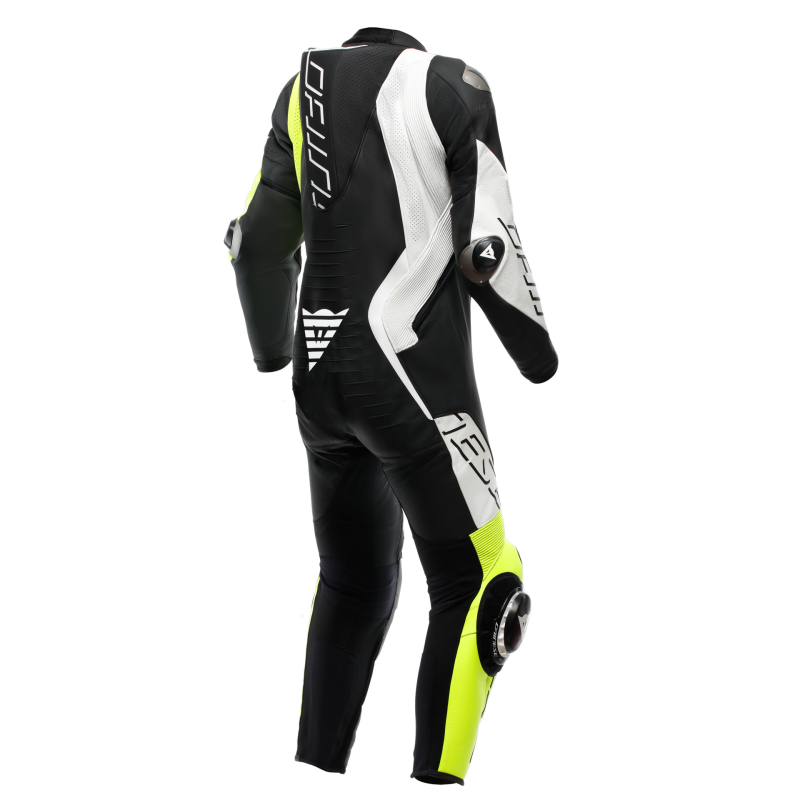 Dainese Audax D-Zip 1PC Perforated Leather Suit Black/Yellow Fluorescent/White Size - 44