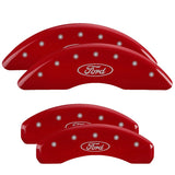 MGP 4 Caliper Covers Engraved Front & Rear 24-25 Ford Mustang GT Red Finish Silver Ford Oval Logo