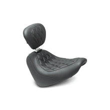 Load image into Gallery viewer, Mustang 18-21 Harley Fat Bob Wide Tripper Solo Seat w/Driver Backrest Diamond Stitch - Black