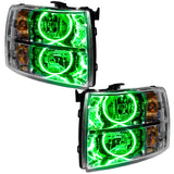 Oracle Lighting 07-13 Chevrolet Silverado Pre-Assembled LED Halo Headlights - Green SEE WARRANTY