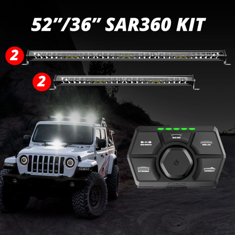XK Glow SAR360 Light Bar Kit Emergency Search and Rescue Light System White (2)52In (2)36In