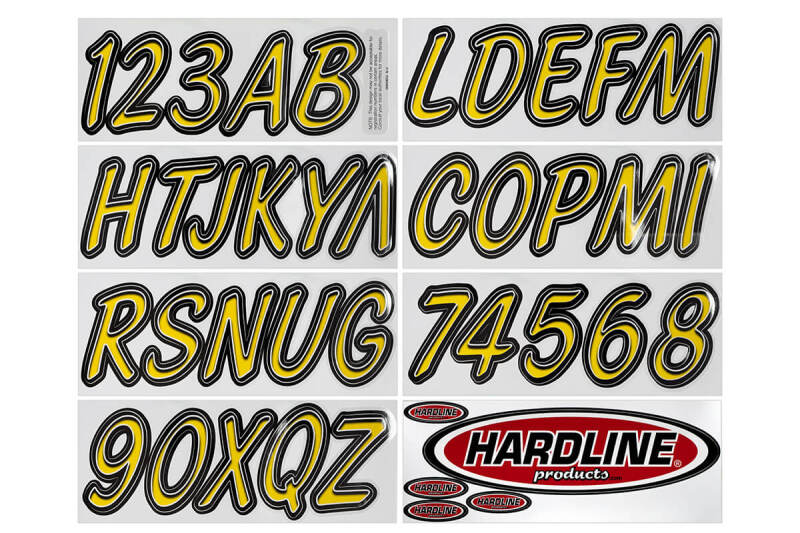 Hardline Boat Lettering Registration Kit 3 in. - 400 Yellow/Black